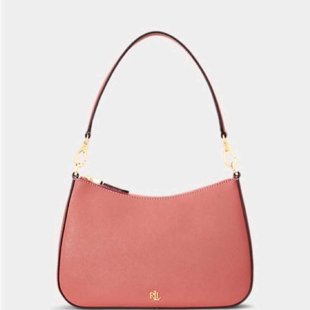Brand New Laure Ralph Lauren Crosshatch Leather Medium Danni Bag Pink NWOT - Picture 3 of 7